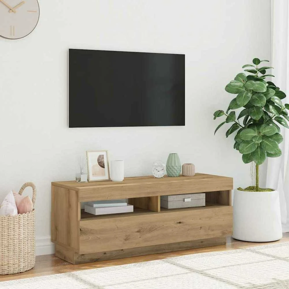 TV staliukas Televizoriaus spintelė su LED, artisano, 100x35x40cm, mediena