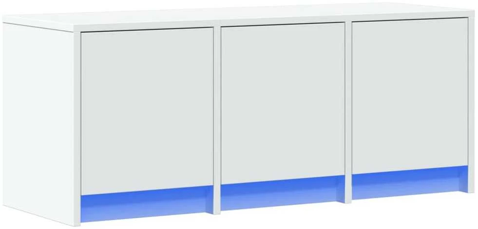 TV staliukas Televizoriaus spintelė su LED, balta, 97x34x40cm, mediena