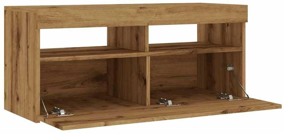TV staliukas Televizoriaus spintelė su LED, artisano, 90x35x40cm, mediena