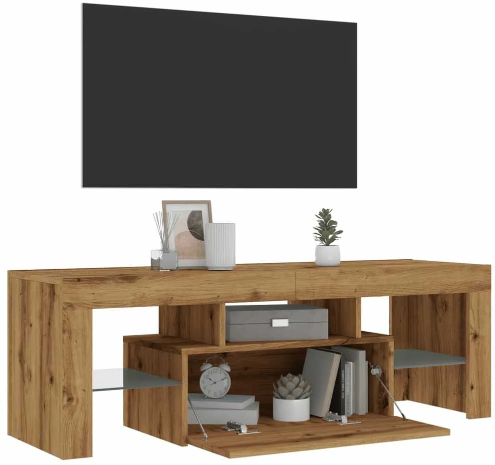 TV staliukas Televizoriaus spintelė su LED, artisano, 120x36,5x40cm, mediena