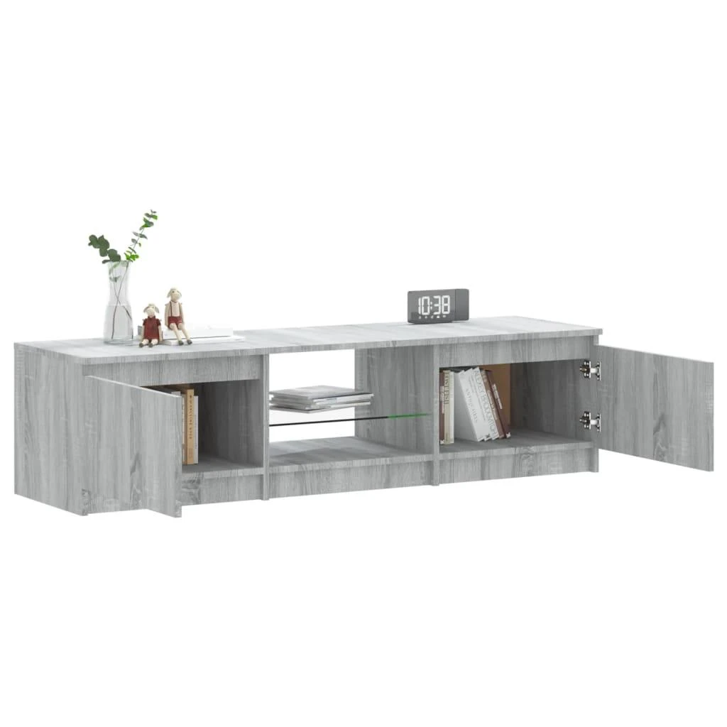 TV staliukas Televizoriaus spintelė su LED, pilka ąžuolo, 140x40x35,5cm