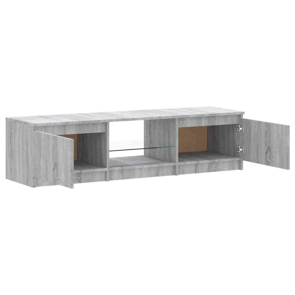 TV staliukas Televizoriaus spintelė su LED, pilka ąžuolo, 140x40x35,5cm