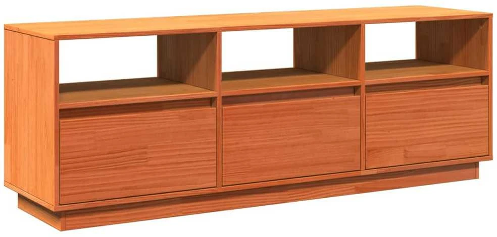TV staliukas Televizoriaus spintelė, vaško ruda, 140x37x50cm, pušies masyvas