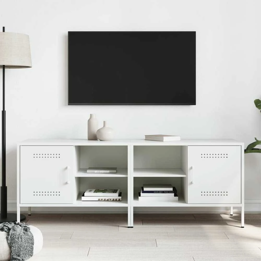 TV staliukas Televizoriaus spintelės, 2vnt., baltos, 68x39x50,5cm, plienas
