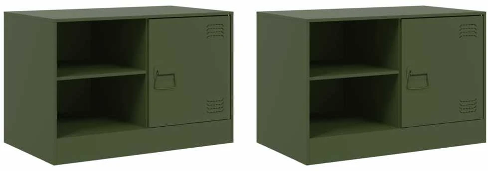 TV staliukas Televizoriaus spintelės, 2vnt., alyvuogių, 67x39x44cm, plienas