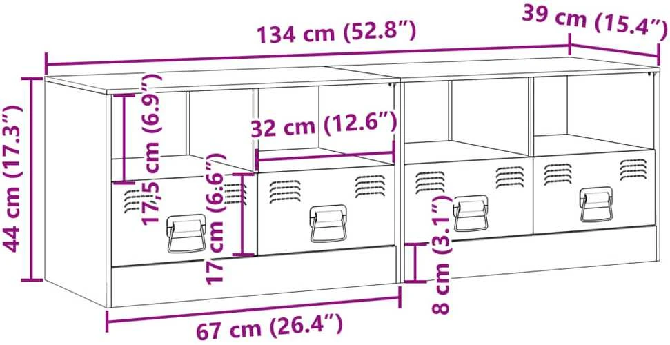 TV staliukas Televizoriaus spintelės, 2vnt., baltos, 67x39x44cm, plienas