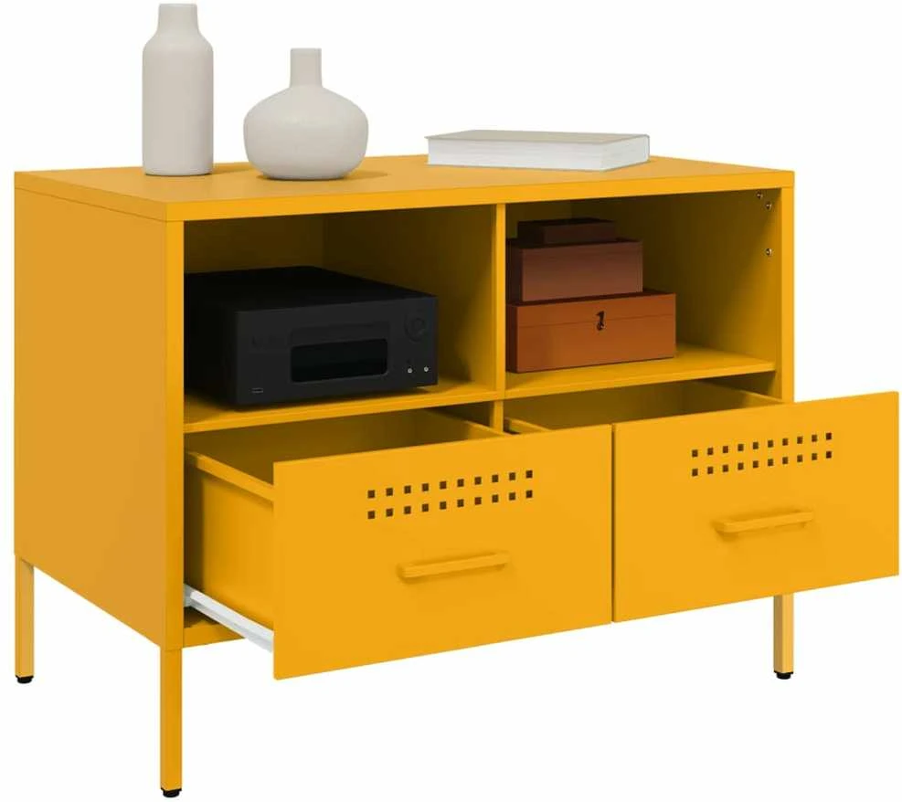 TV staliukas TV spintelės, 2vnt., garstyčių, 68x39x50,5cm, plienas