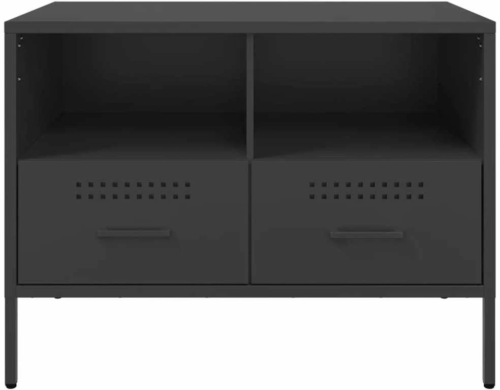 TV staliukas Televizoriaus spintelės, 2vnt., juodos, 68x39x50,5cm, plienas
