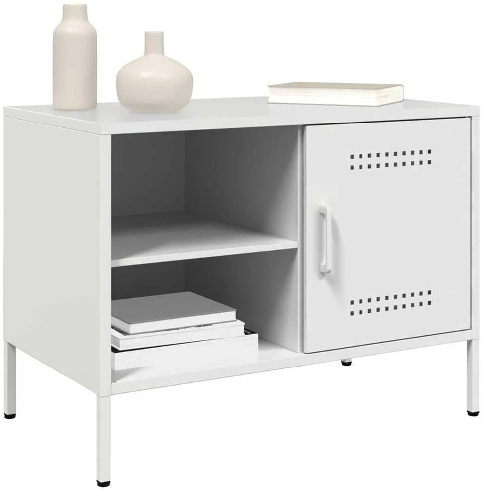 TV staliukas Televizoriaus spintelės, 2vnt., baltos, 68x39x50,5cm, plienas