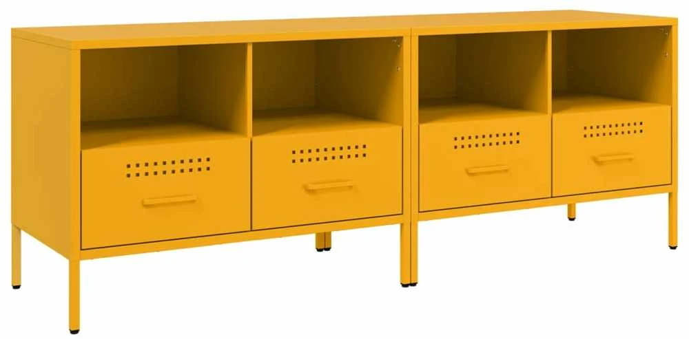 TV staliukas TV spintelės, 2vnt., garstyčių, 68x39x50,5cm, plienas