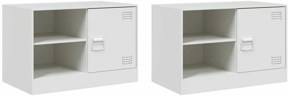 TV staliukas Televizoriaus spintelės, 2vnt., baltos, 67x39x44cm, plienas