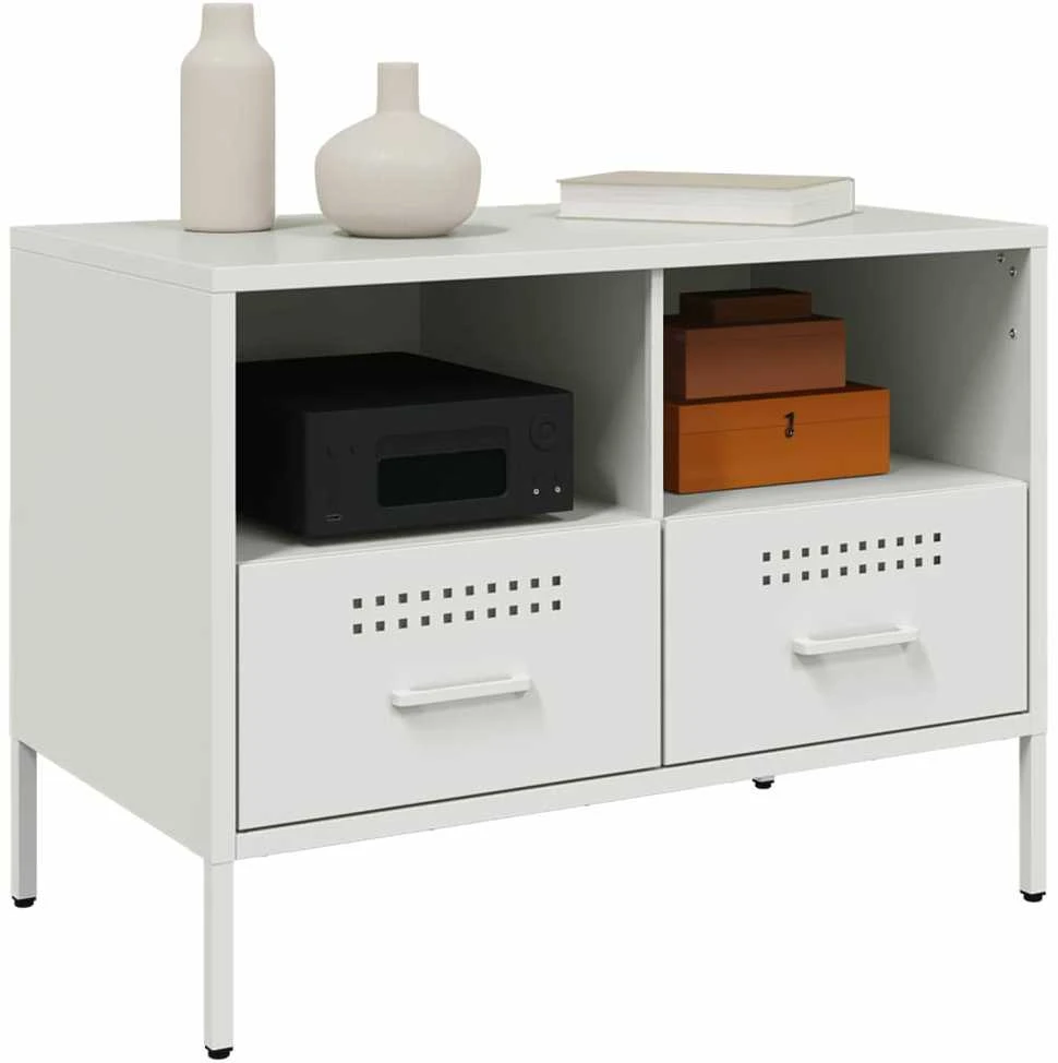 TV staliukas Televizoriaus spintelės, 2vnt., baltos, 68x39x50,5cm, plienas