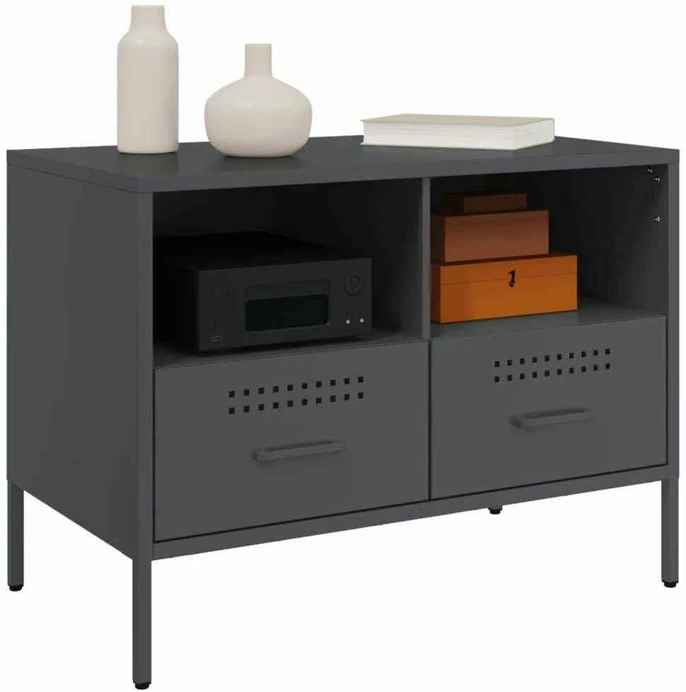TV staliukas TV spintelės, 2vnt., antracito, 68x39x50,5cm, plienas