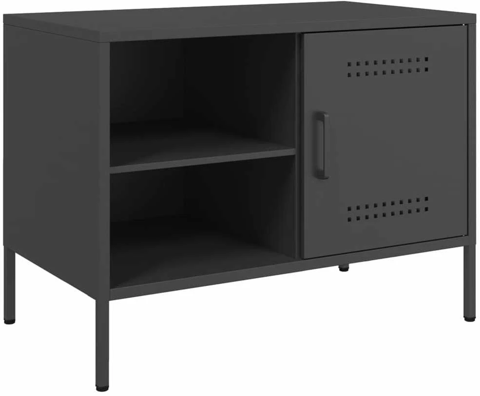 TV staliukas Televizoriaus spintelės, 2vnt., juodos, 68x39x50,5cm, plienas