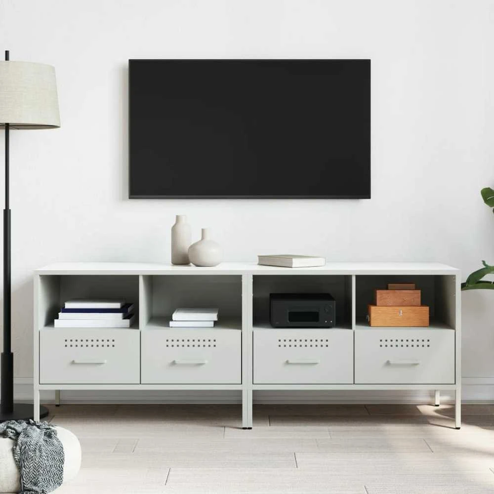 TV staliukas Televizoriaus spintelės, 2vnt., baltos, 68x39x50,5cm, plienas