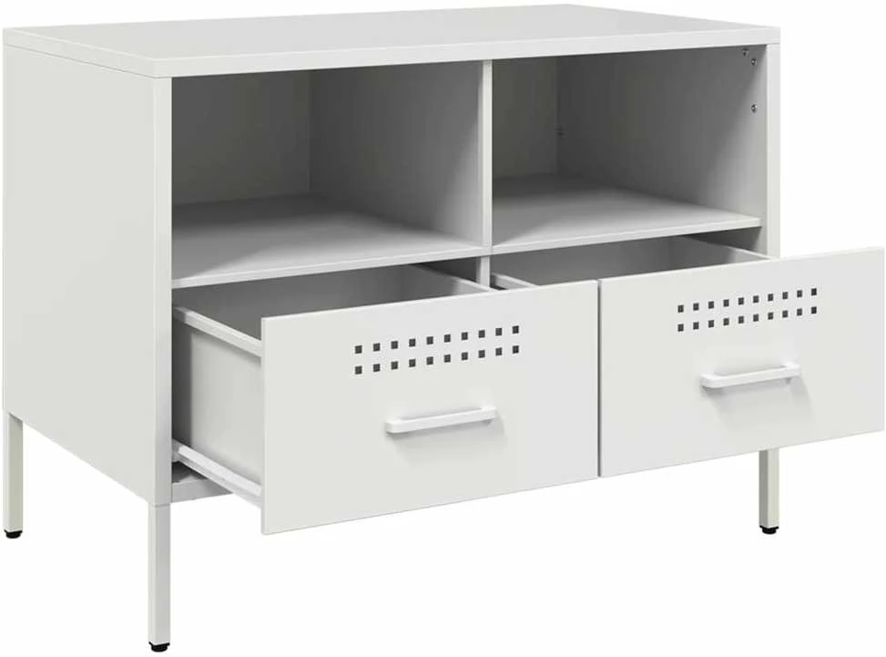 TV staliukas Televizoriaus spintelės, 2vnt., baltos, 68x39x50,5cm, plienas