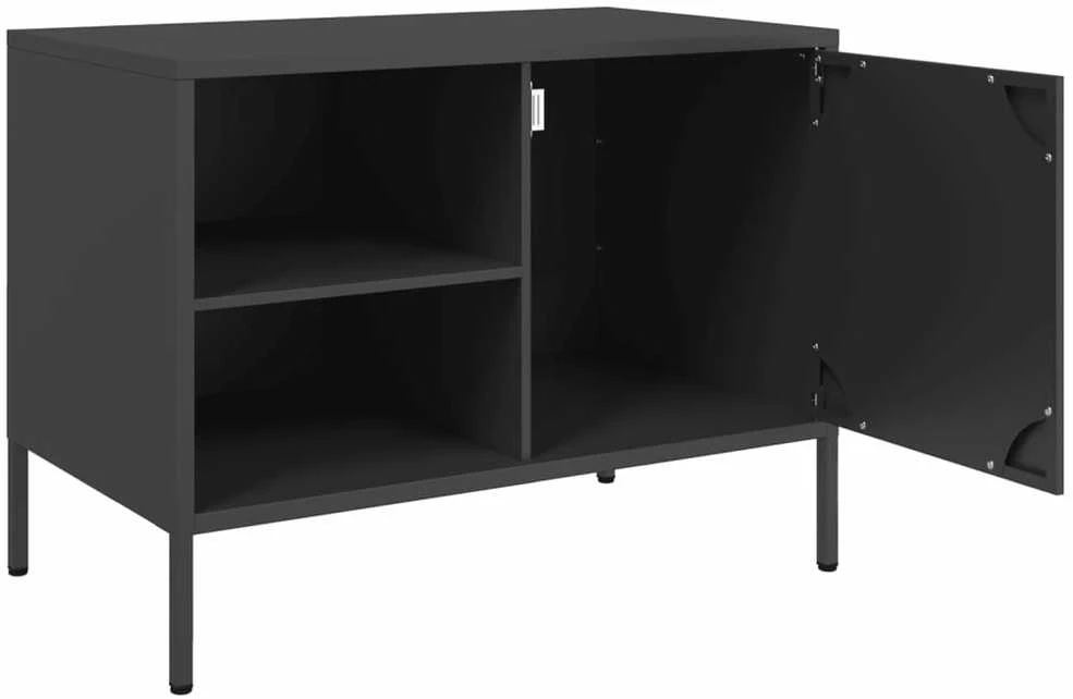 TV staliukas Televizoriaus spintelės, 2vnt., juodos, 68x39x50,5cm, plienas