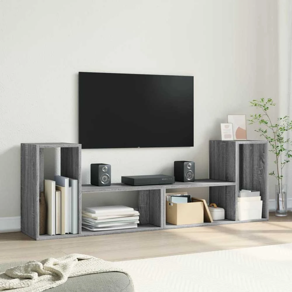 TV staliukas Televizoriaus spintelės, 2vnt., pilkos ąžuolo, 75x30x50 cm, MDP