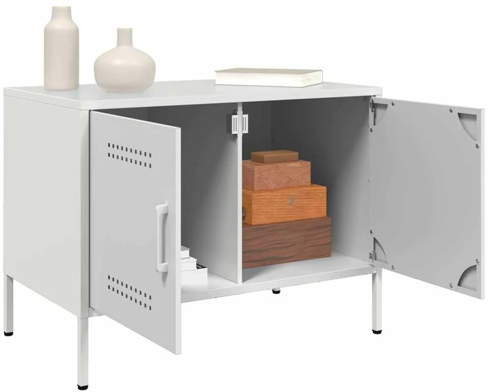 TV staliukas Televizoriaus spintelės, 2vnt., baltos, 68x39x50,5cm, plienas