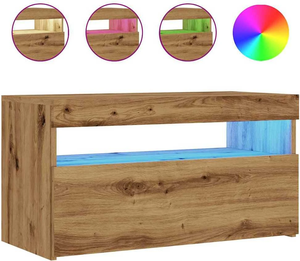TV staliukas Televizoriaus spintelės su LED, 2vnt., artisano, mediena