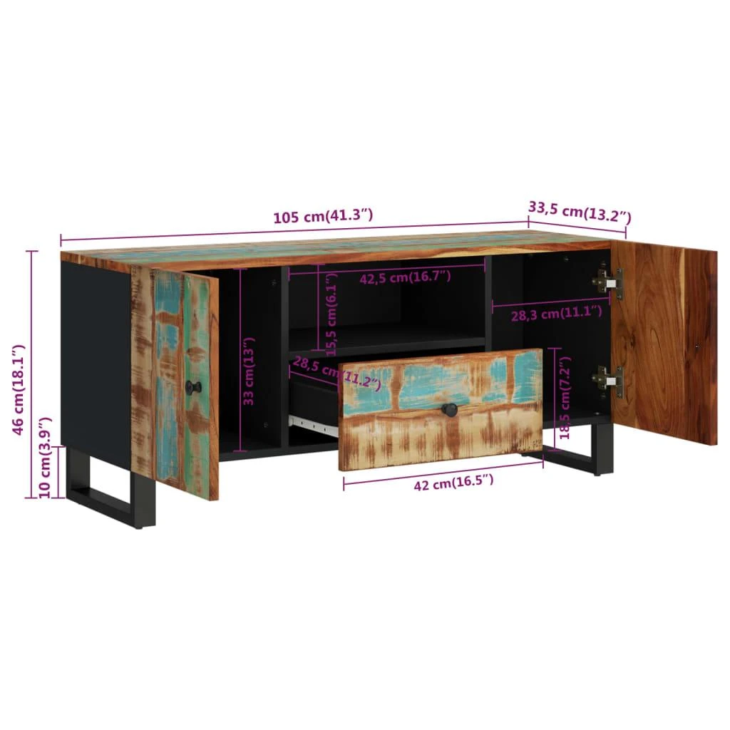 TV staliukas TV spintelė, 105x33,5x46cm, perdirbta/apdirbta mediena