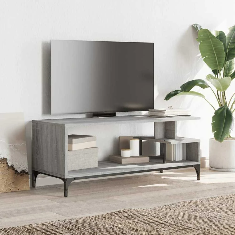 TV staliukas TV spintelė, pilka, 102x40x41cm, apdirbta mediena ir plienas