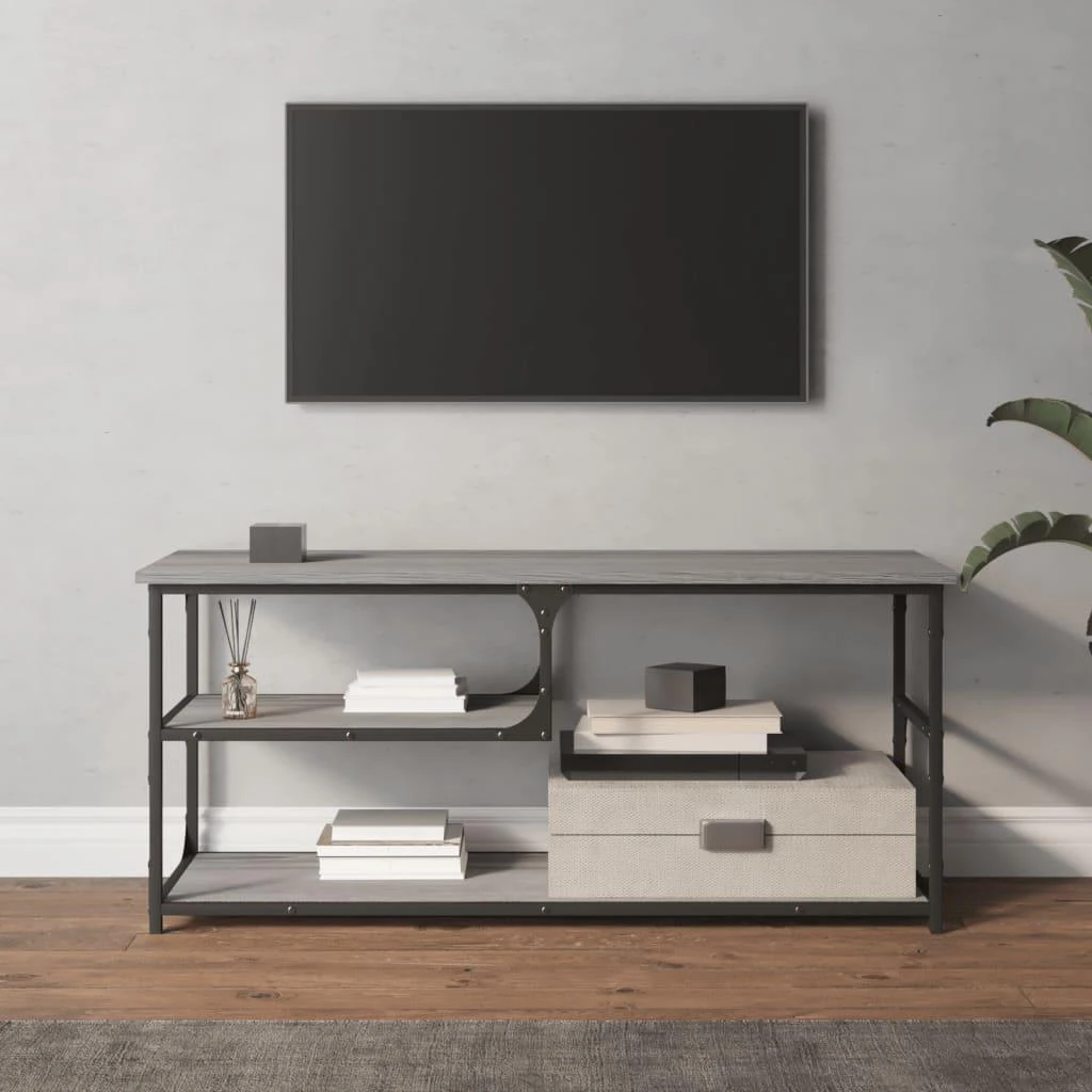 TV staliukas TV spintelė, pilka ąžuolo, 103x38x46,5cm, mediena/plienas