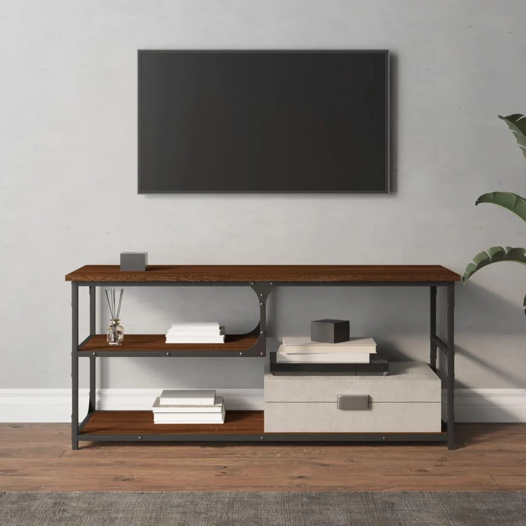 TV staliukas TV spintelė, ruda ąžuolo, 103x38x46,5cm, mediena/plienas