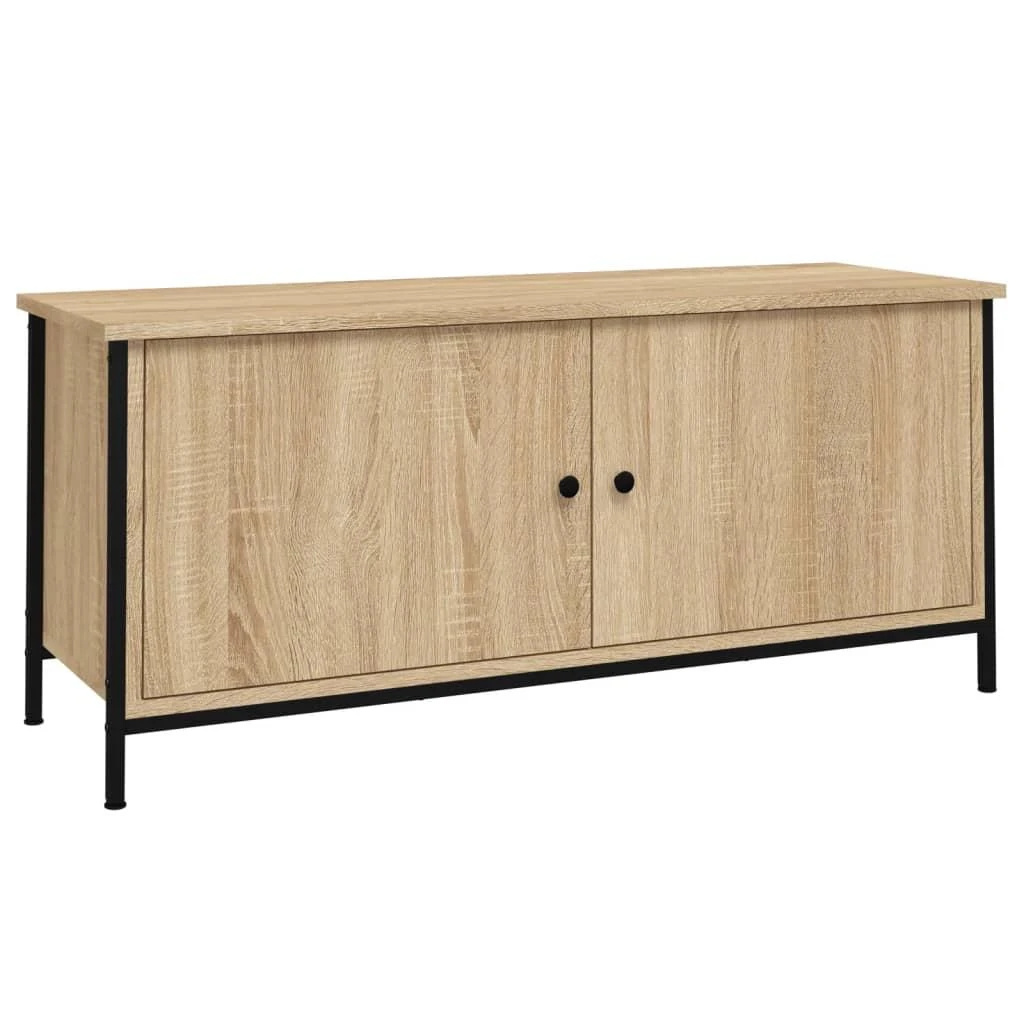 TV staliukas TV spintelė su durelėmis, ąžuolo, 102x35x45cm, apdirbta mediena