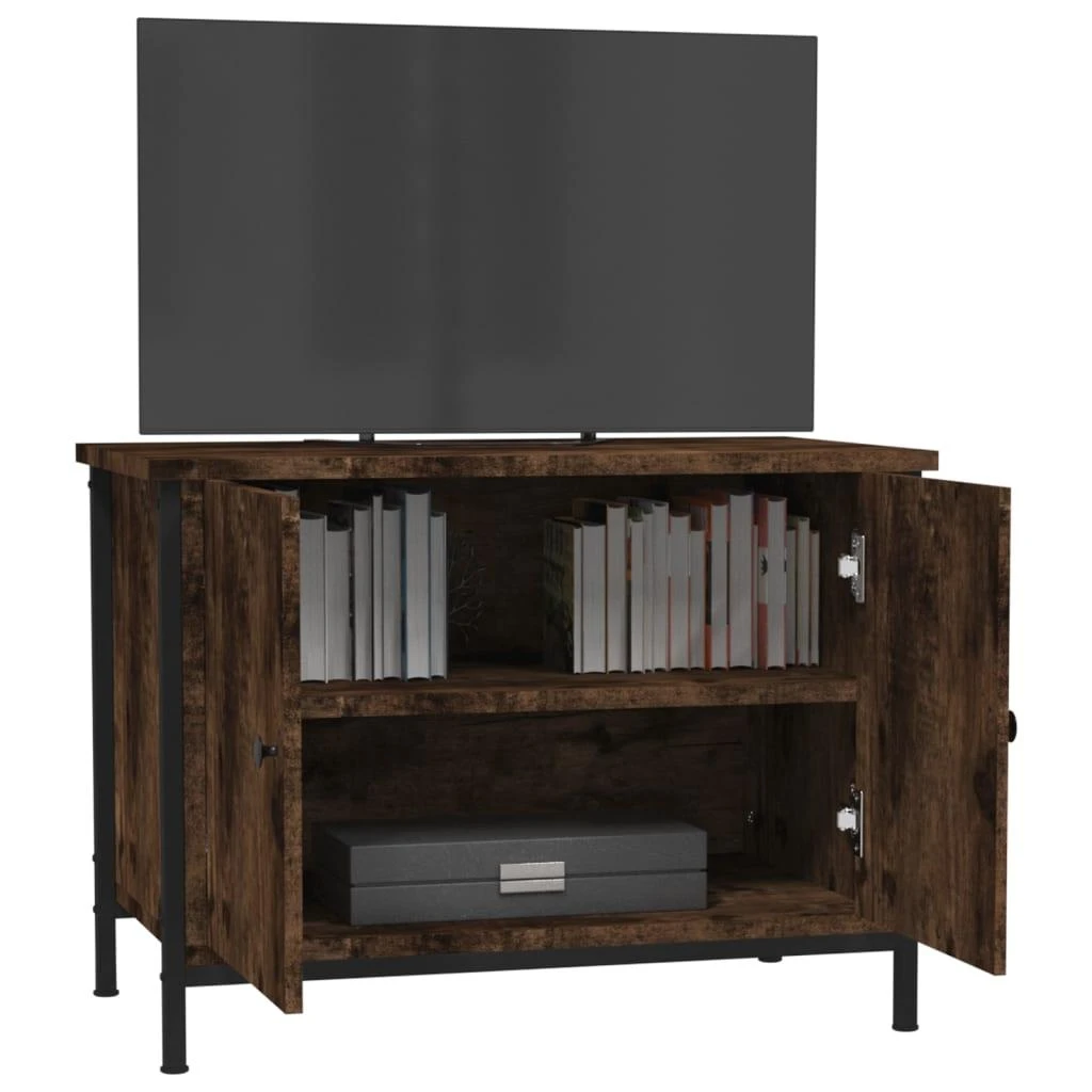 TV staliukas TV spintelė su durelėmis, dūminio ąžuolo, 60x35x45cm, mediena