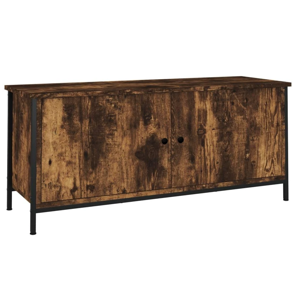 TV staliukas TV spintelė su durelėmis, dūminio ąžuolo, 102x35x45cm, mediena