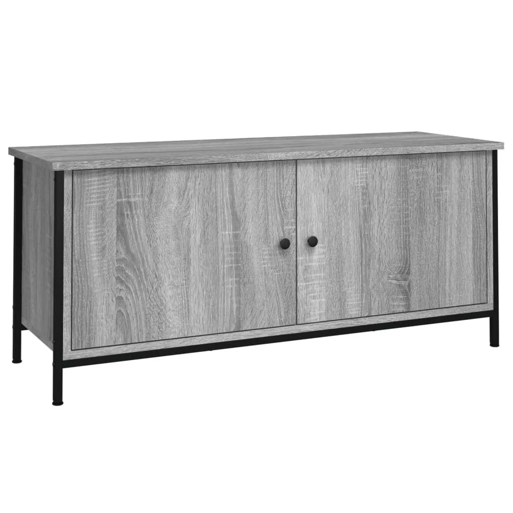 TV staliukas TV spintelė su durelėmis, pilka ąžuolo, 102x35x45cm, mediena