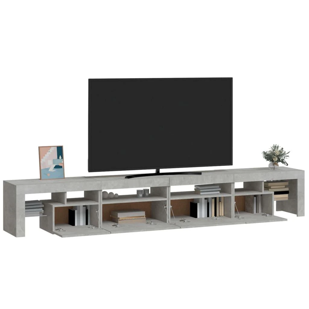 TV staliukas TV spintelė su LED apšvietimu, betono pilka, 260x36,5x40cm