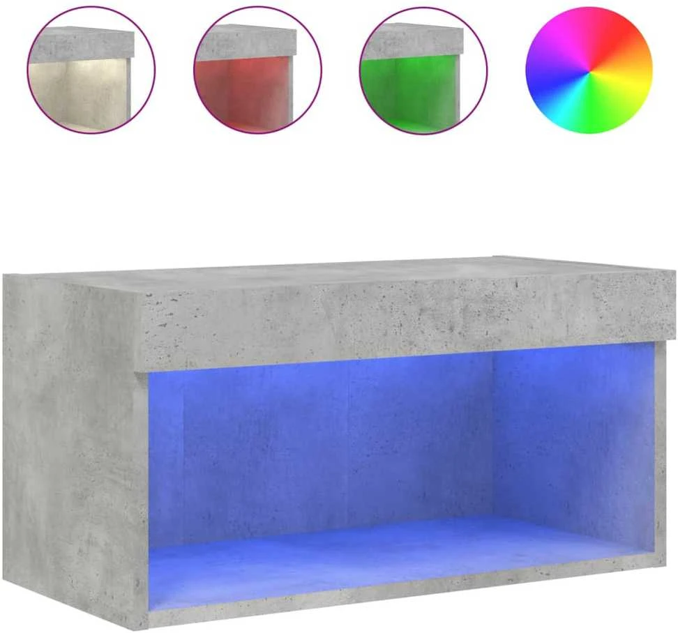 TV staliukas TV spintelė su LED lemputėmis, betono pilka, 60x30x30cm
