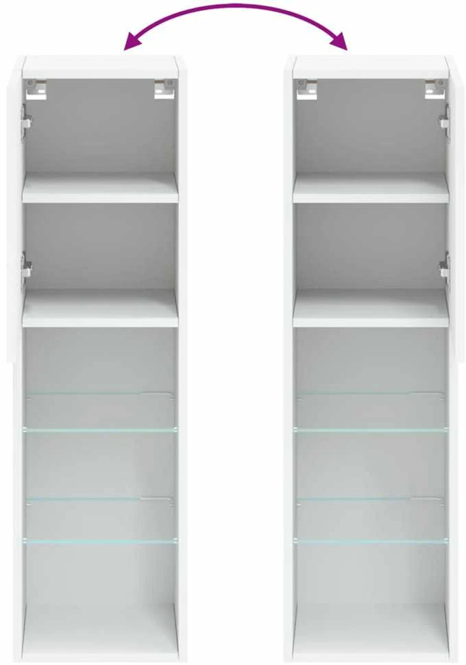 TV staliukas TV spintelė su LED lemputėmis, baltos spalvos, 30,5x30x102cm