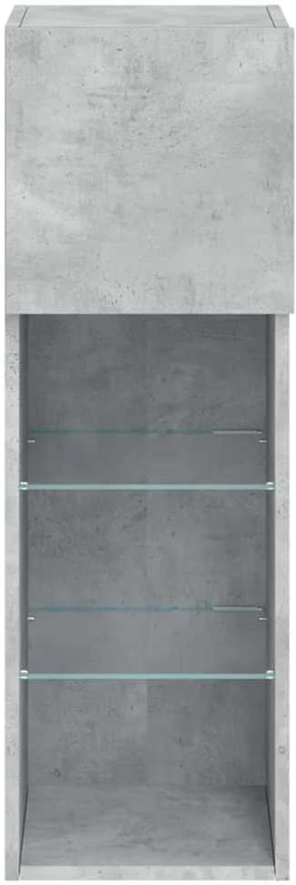 TV staliukas TV spintelė su LED lemputėmis, betono pilka, 30,5x30x90cm