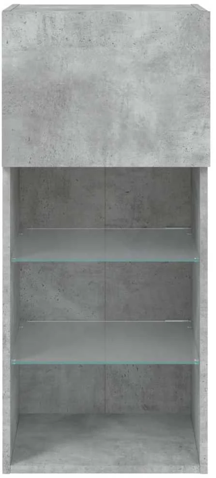 TV staliukas TV spintelė su LED lemputėmis, betono pilka, 40,5x30x90cm
