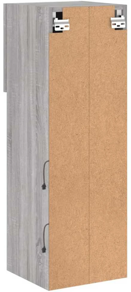 TV staliukas TV spintelė su LED lemputėmis, pilka ąžuolo, 30,5x30x90cm
