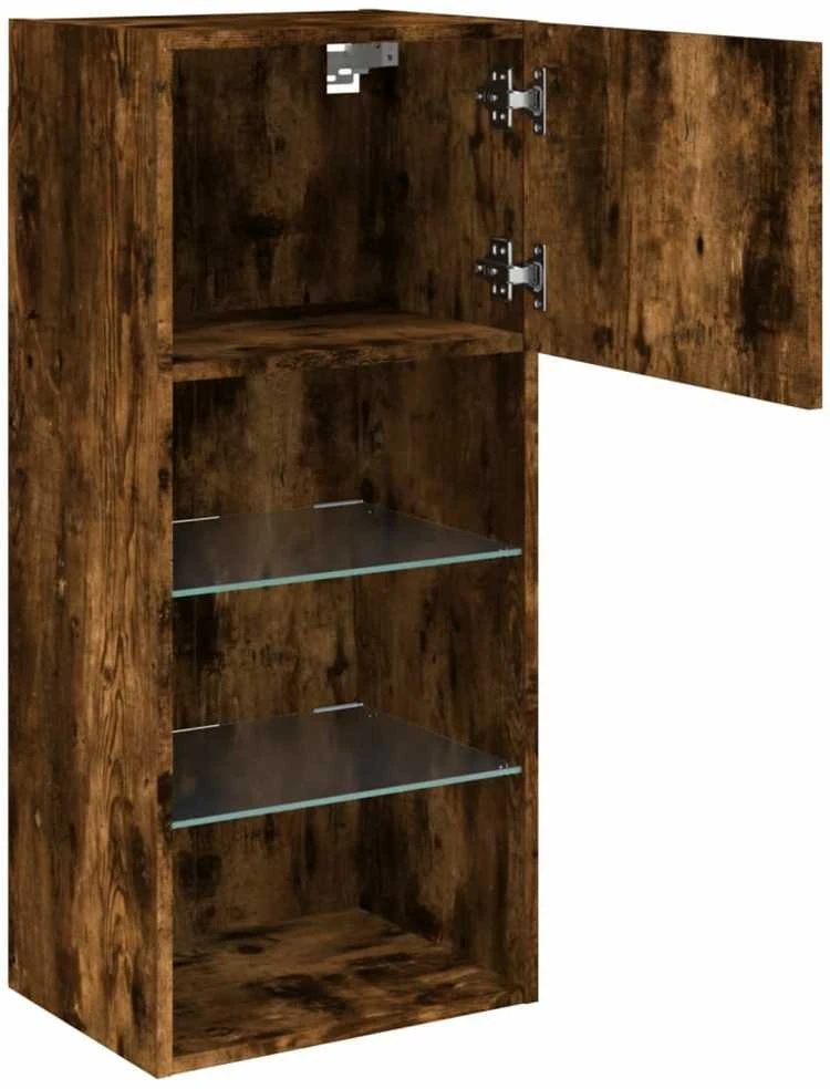 TV staliukas TV spintelė su LED lemputėmis, dūminio ąžuolo, 40,5x30x90cm