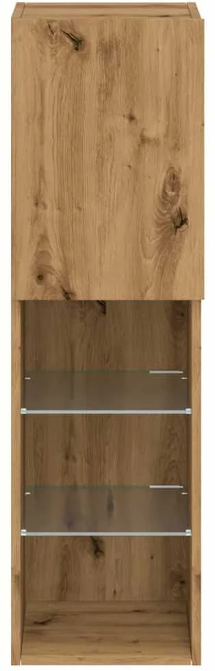 TV staliukas TV spintelė su LED lemputėmis, ruda ąžuolo, 30,5x30x102cm