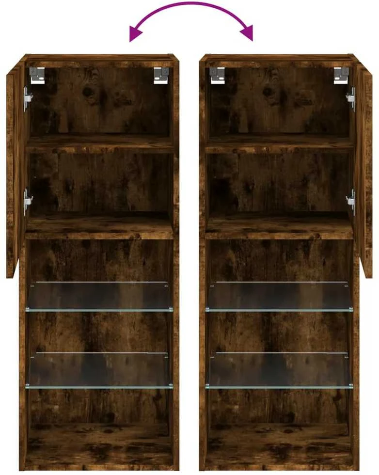 TV staliukas TV spintelė su LED lemputėmis, dūminio ąžuolo, 40,5x30x102cm