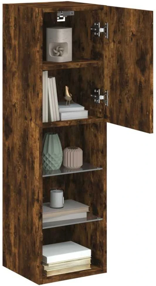 TV staliukas TV spintelė su LED lemputėmis, dūminio ąžuolo, 30,5x30x102cm