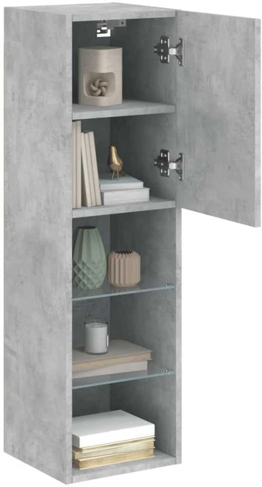 TV staliukas TV spintelė su LED lemputėmis, betono pilka, 30,5x30x102cm