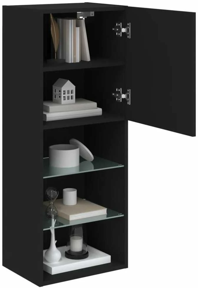 TV spintelė su LED lemputėmis, juodos spalvos, 40,5x30x102cm