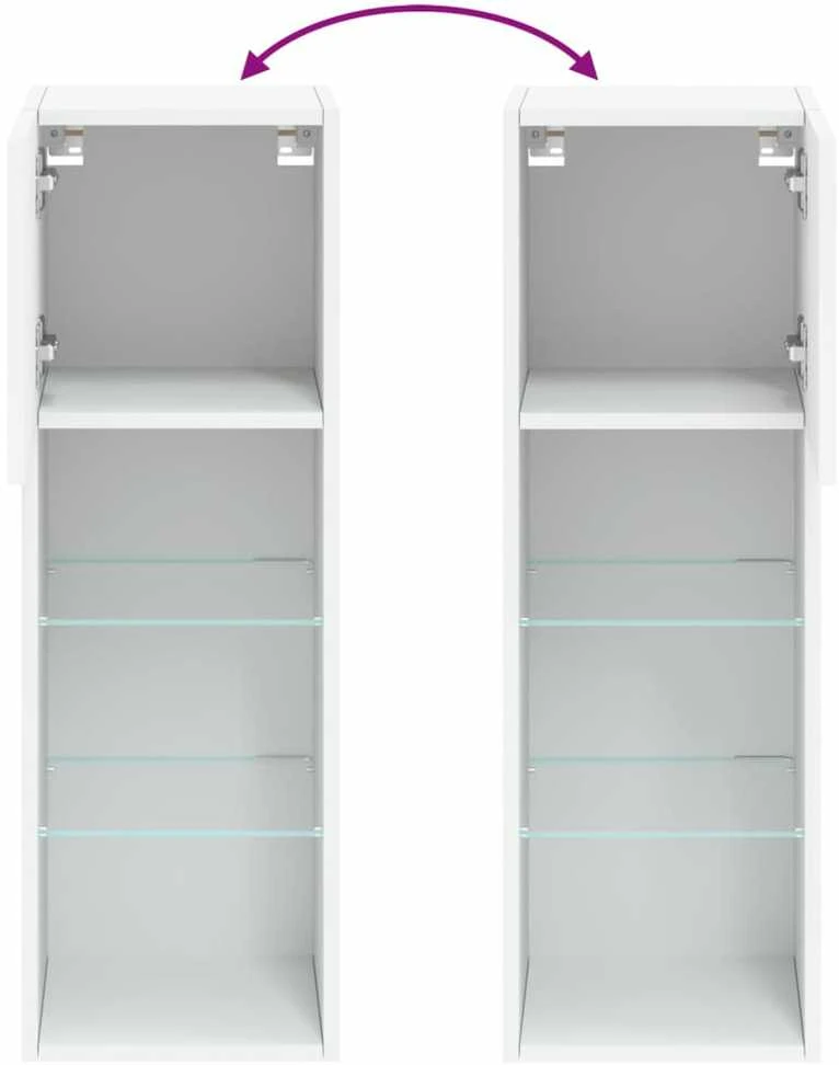 TV staliukas TV spintelė su LED lemputėmis, baltos spalvos, 30,5x30x90cm