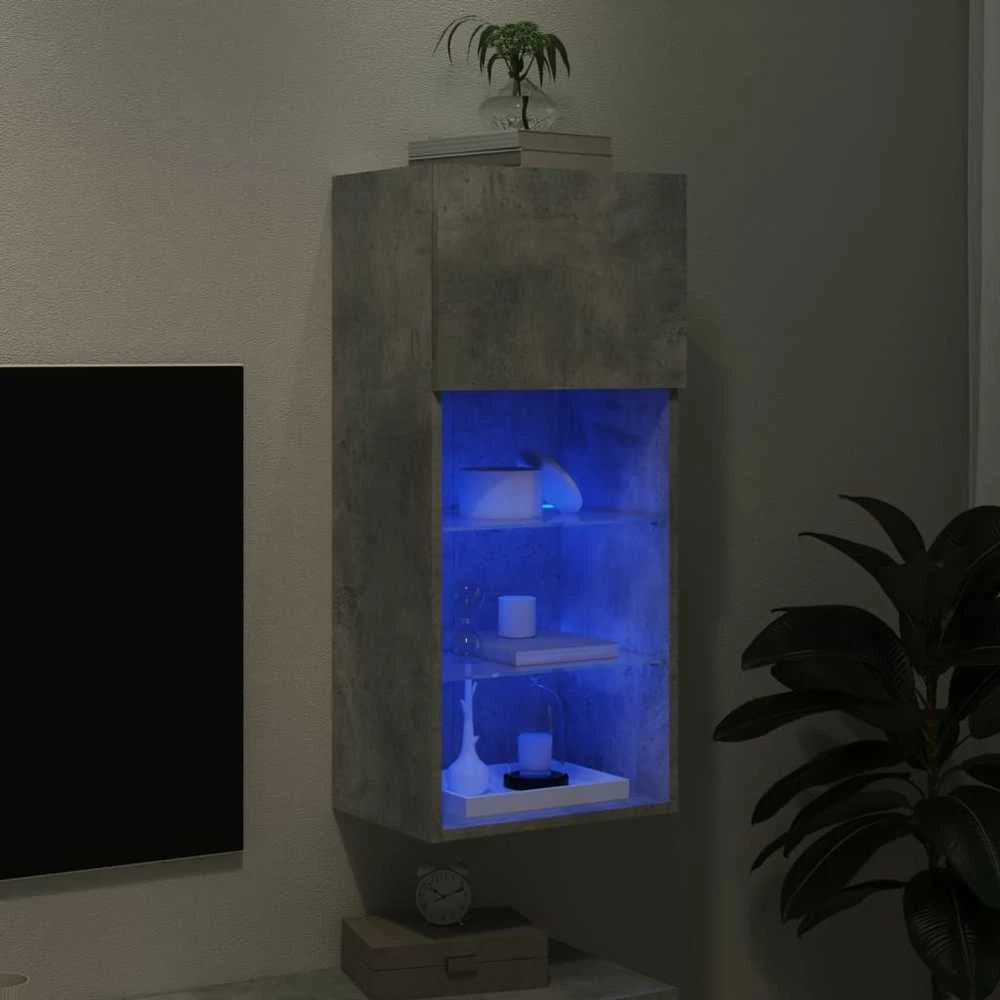 TV staliukas TV spintelė su LED lemputėmis, betono pilka, 40,5x30x90cm