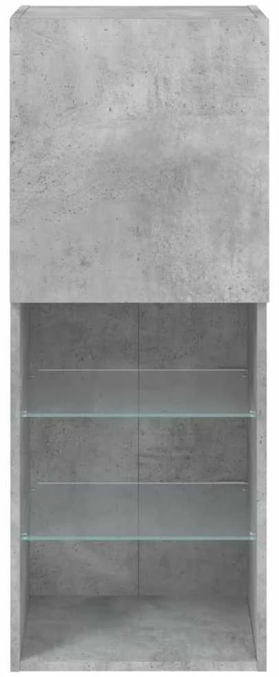 TV staliukas TV spintelė su LED lemputėmis, betono pilka, 40,5x30x102cm