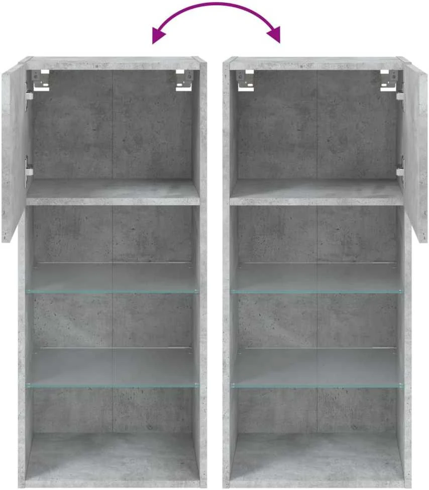 TV staliukas TV spintelė su LED lemputėmis, betono pilka, 40,5x30x90cm