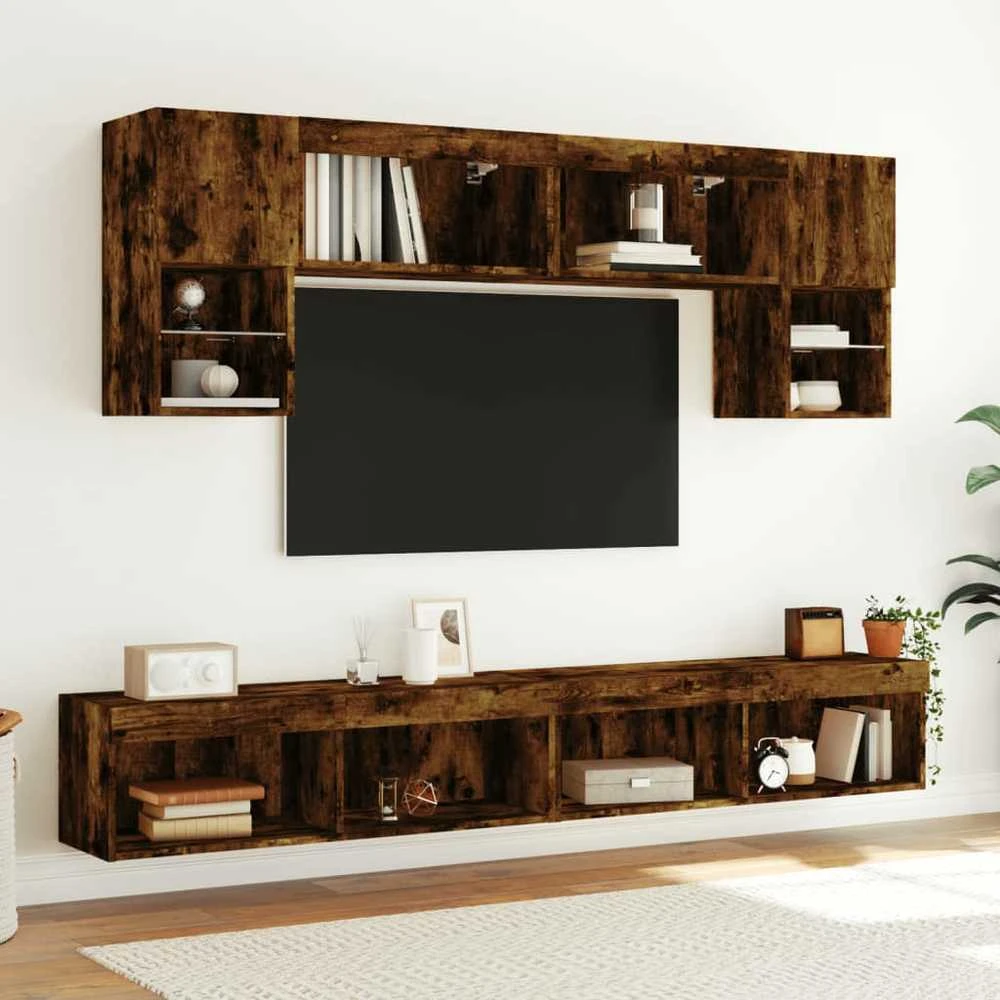 TV staliukas TV spintelė su LED lemputėmis, dūminio ąžuolo, 100x30x30cm
