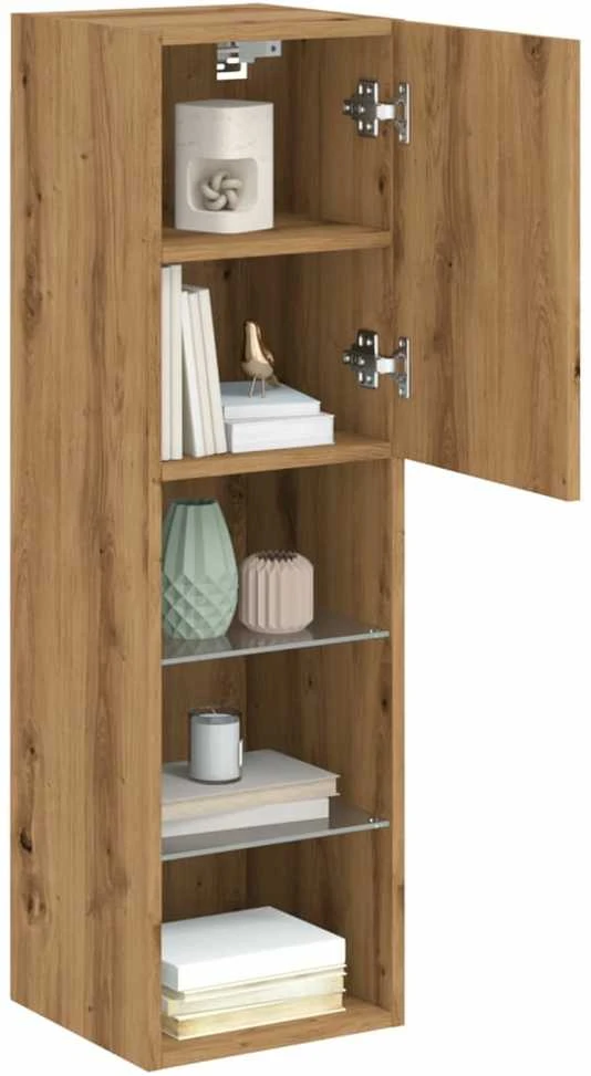 TV staliukas TV spintelė su LED lemputėmis, ruda ąžuolo, 30,5x30x102cm